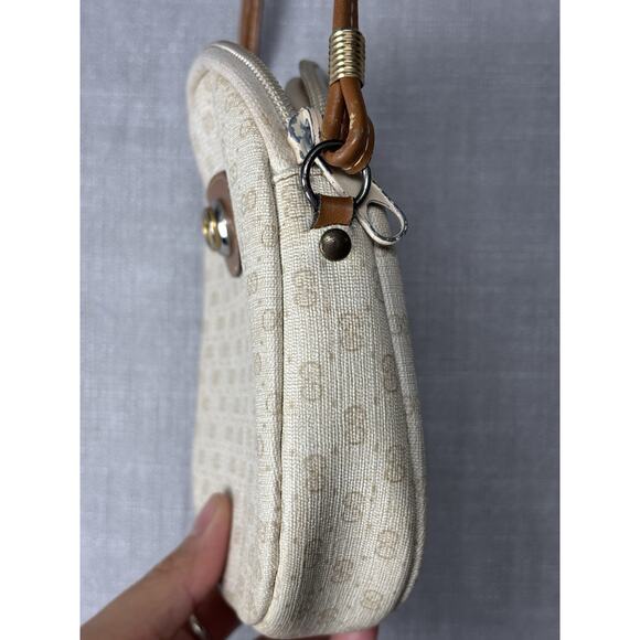 Vintage Gucci GG Supreme Monogram Crossbody Bag Leather Trim Italy Authentic - Picture 3 of 11